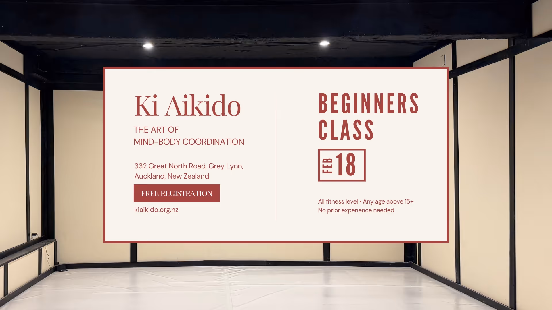 Event cover for the Introduction Class at the Dokkodo dojo opening — February 2026